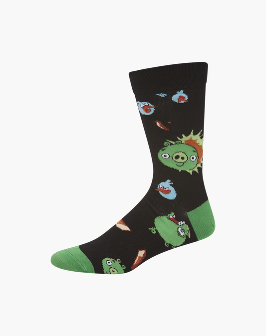 MENS ANGRY BIRDS BAD PIGGIES BAMBOO SOCK - REG SIZE ONLY
