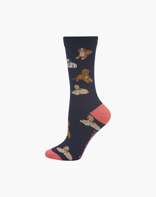 WOMENS CAVOODLES BAMBOO SOCK - NAVY