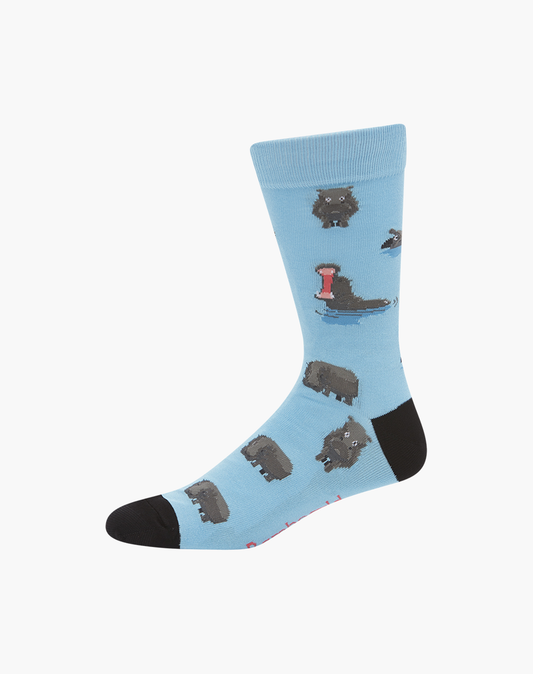 MENS HUNGRY HIPPO BAMBOO SOCK