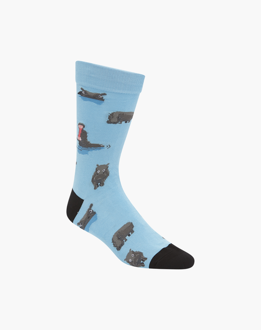 MENS HUNGRY HIPPO BAMBOO SOCK
