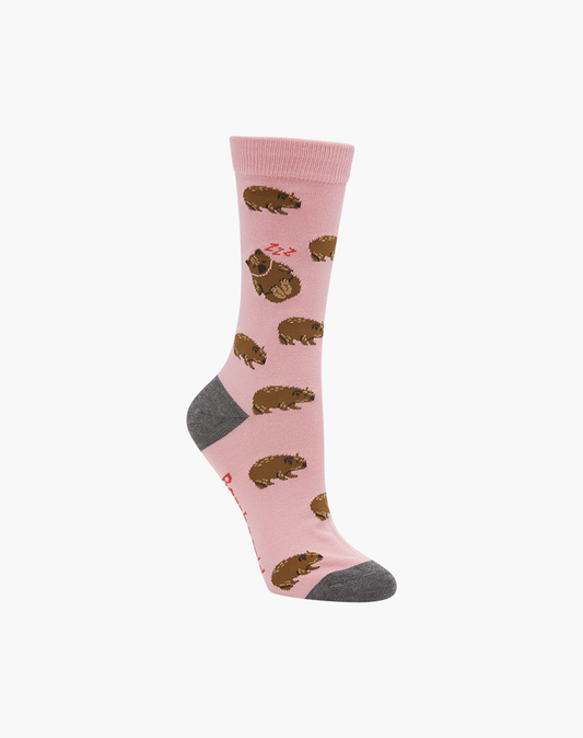 WOMENS WALLY WOMBAT BAMBOO SOCK - PINK