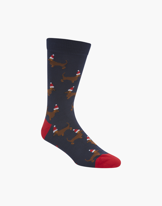 MENS XMAS DASH BAMBOO SOCK - NAVY