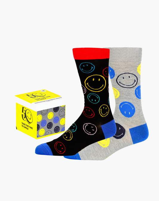 MENS SMILEY 2PK GIFT BOX