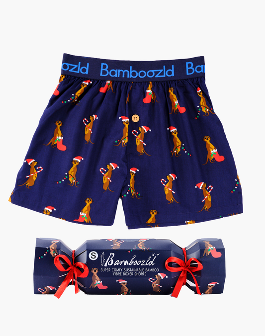 MENS XMAS MEERKAT BAMBOO BOXER SHORT CRACKER