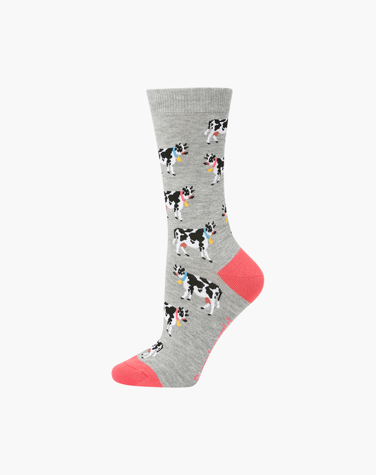WOMENS JEZEBEL COW BAMBOO SOCK