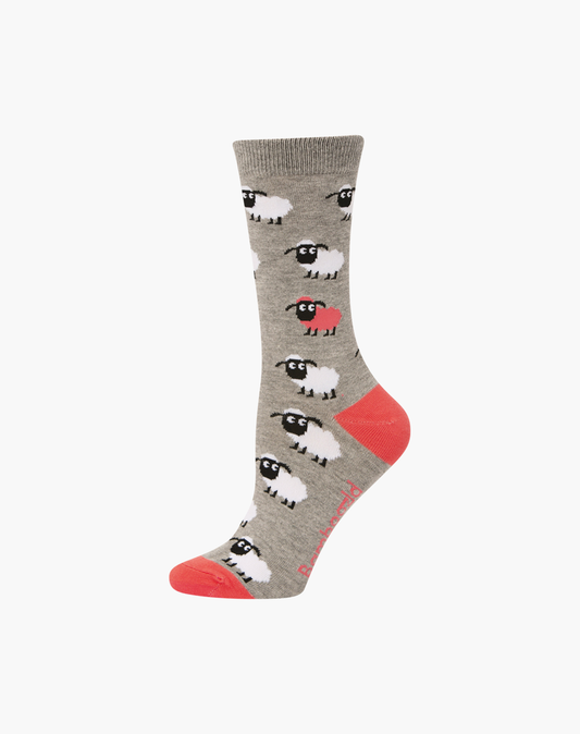 WOMENS PINK SHEEP BAMBOO SOCK