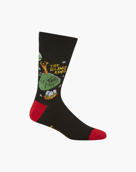 MENS ANGRY BIRDS THE BLING KING BAMBOO SOCK - REG SIZE ONLY