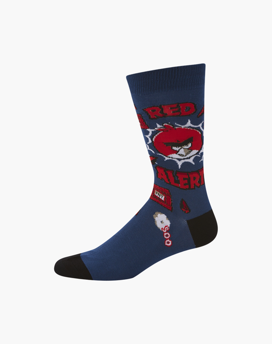 MENS ANGRY BIRDS RED ALERT BAMBOO SOCK - REG SIZE ONLY