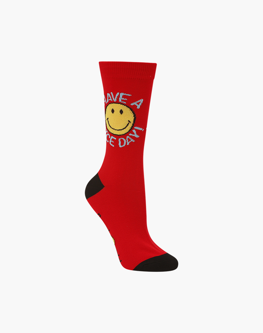 WOMENS SMILEY HAVE A NICE DAY BAMBOO SOCK