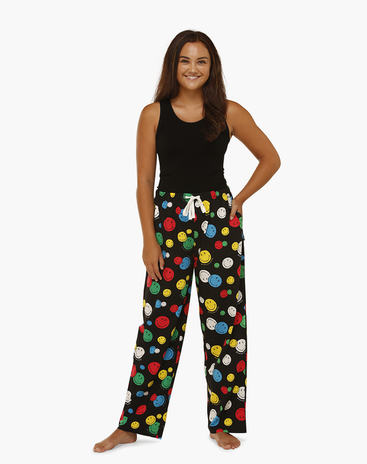 WOMENS SMILEY POSITIVE VIBES BAMBOO SLEEP PANT