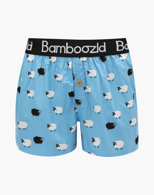 MENS BLACK SHEEP BAMBOO BLUE BOXER SHORT